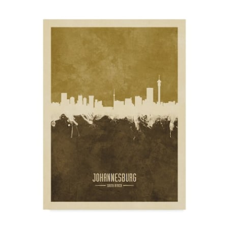 Michael Tompsett 'Johannesburg South Africa Skyline Brown' Canvas Art,14x19
